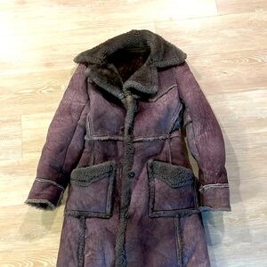 Women's Long Shearling Coat - Purple